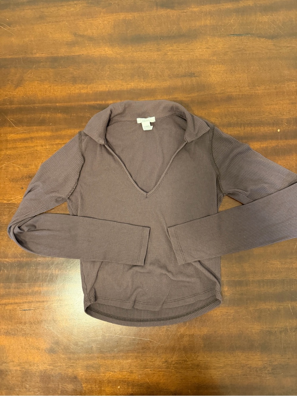 Full Tilt Men's V-Neck Ribbed Sweater in Brown